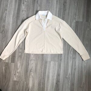 Onia Womens Polo Shirt Crop Long Sleeve Small